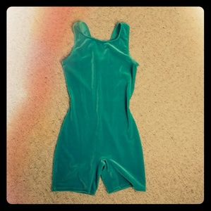 Girls teal velvet-like leotard